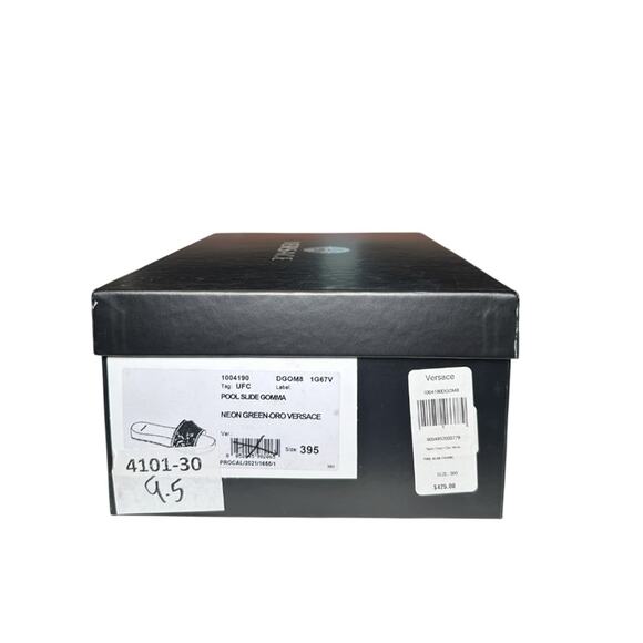 VERSACE NIB Palazzo Medusa Neon Green Rubber Pool Slides Sandals Size 39.5 NEW - Picture 7 of 7